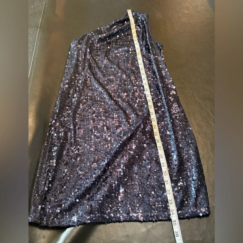 Express Navy Blue Sequin One Shoulder Dress size Small NWOT